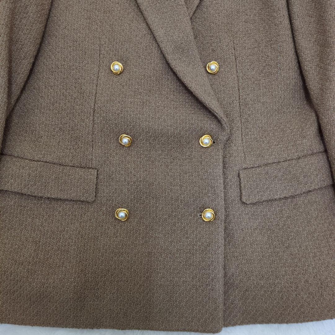 インゲボルグ　ピンクハウス ダブルブレスト ジャケット　金パールボタン花柄ウール