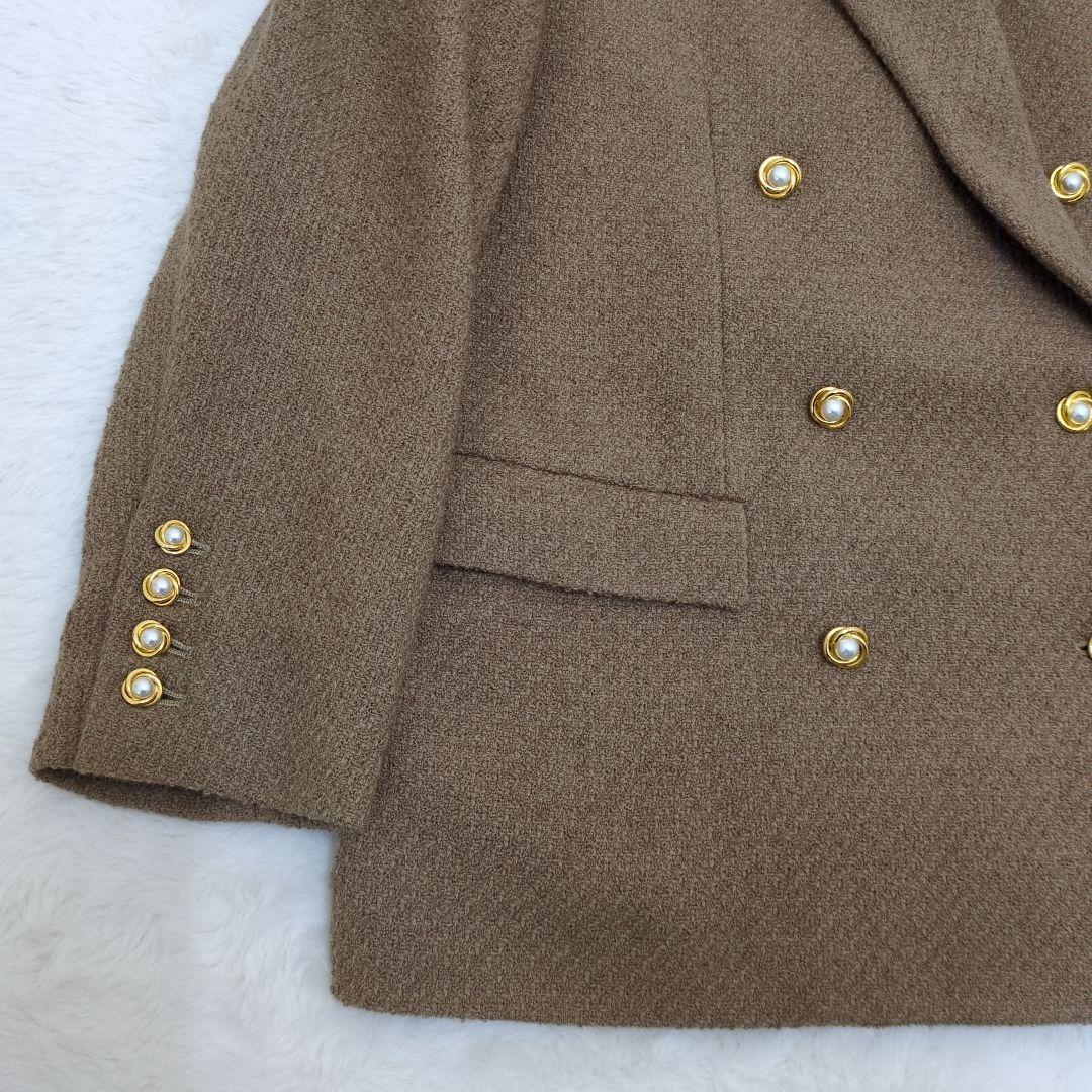 インゲボルグ　ピンクハウス ダブルブレスト ジャケット　金パールボタン花柄ウール