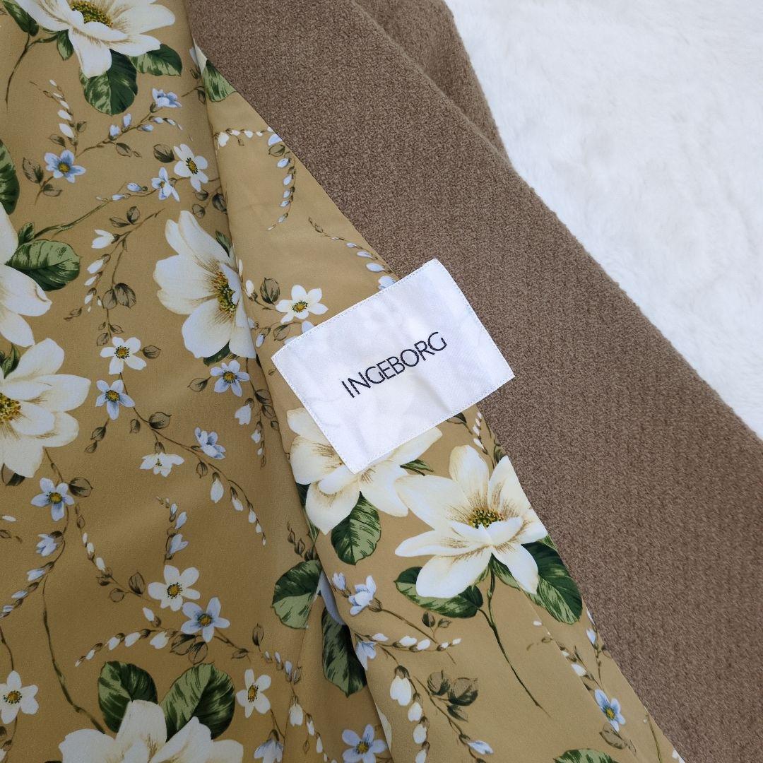 インゲボルグ　ピンクハウス ダブルブレスト ジャケット　金パールボタン花柄ウール