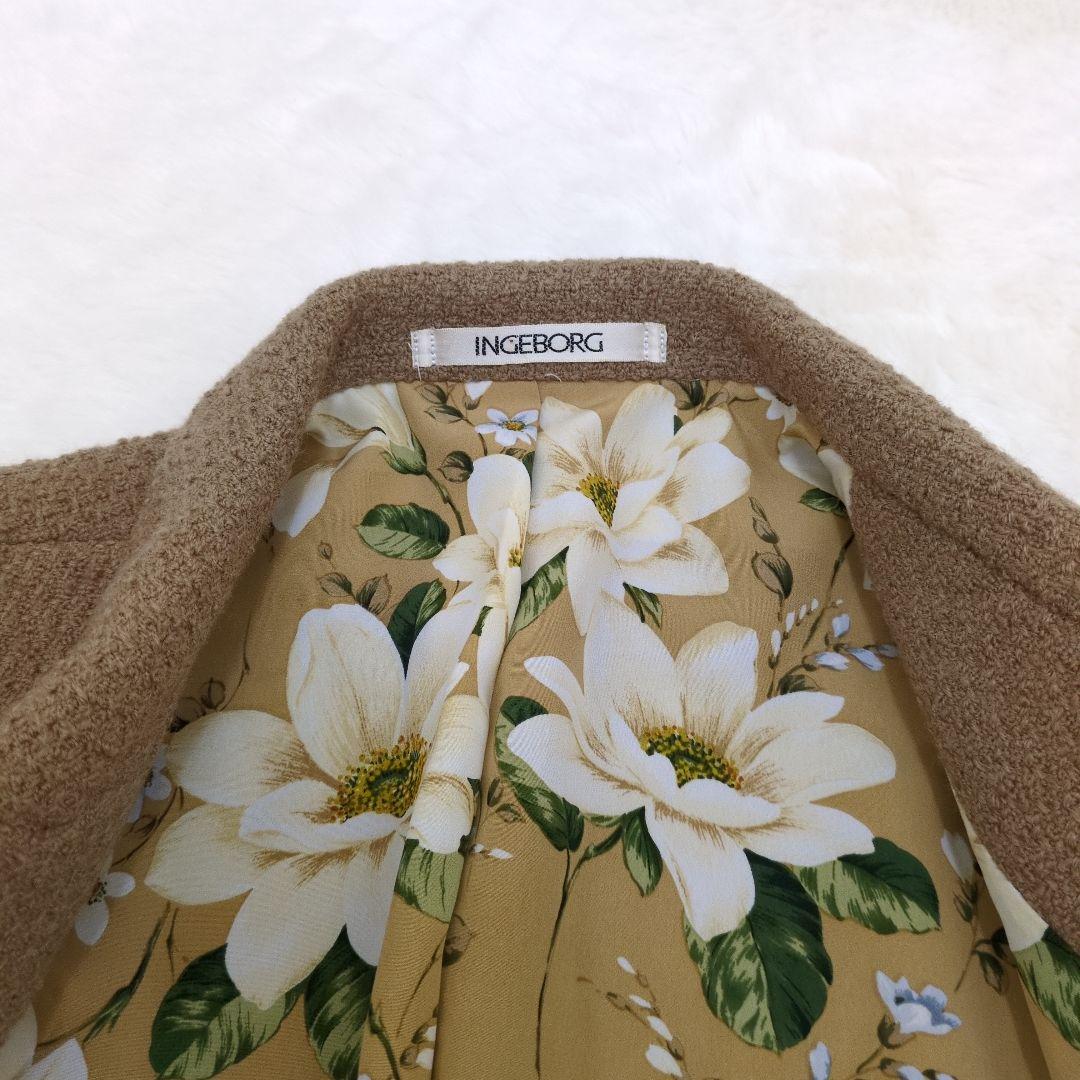 インゲボルグ　ピンクハウス ダブルブレスト ジャケット　金パールボタン花柄ウール