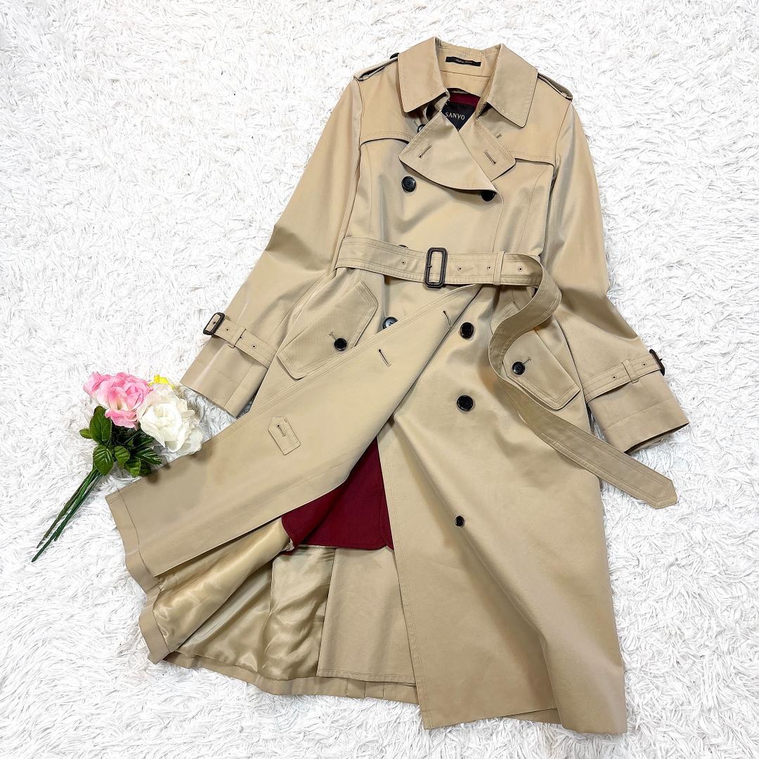 100年コート【極美品】サンヨーコート トレンチコート ロング丈 ライナー 38