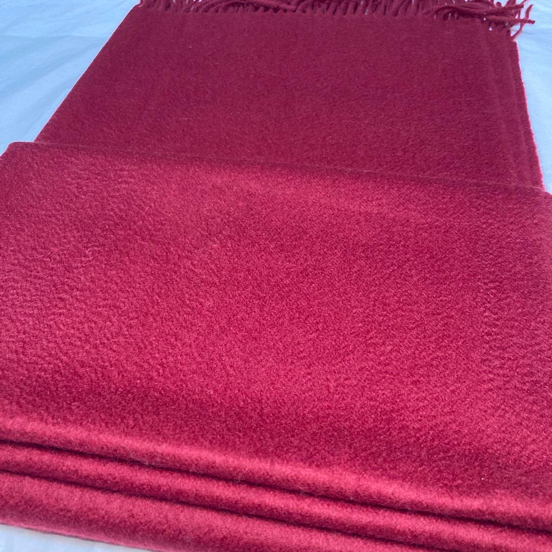 極美品 ジョンストンズ カシミヤ100％ 大判ストール ワインレッド