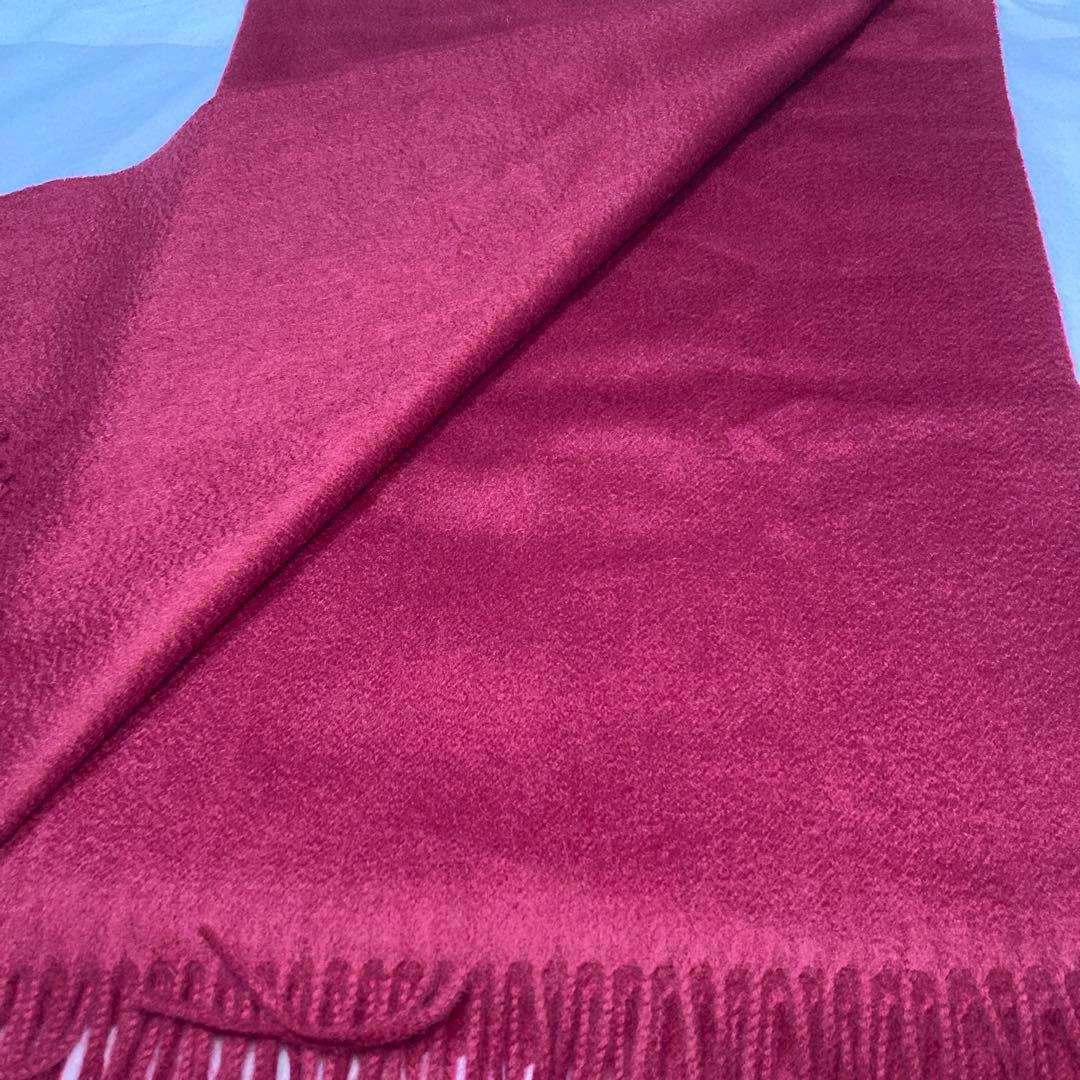 極美品 ジョンストンズ カシミヤ100％ 大判ストール ワインレッド