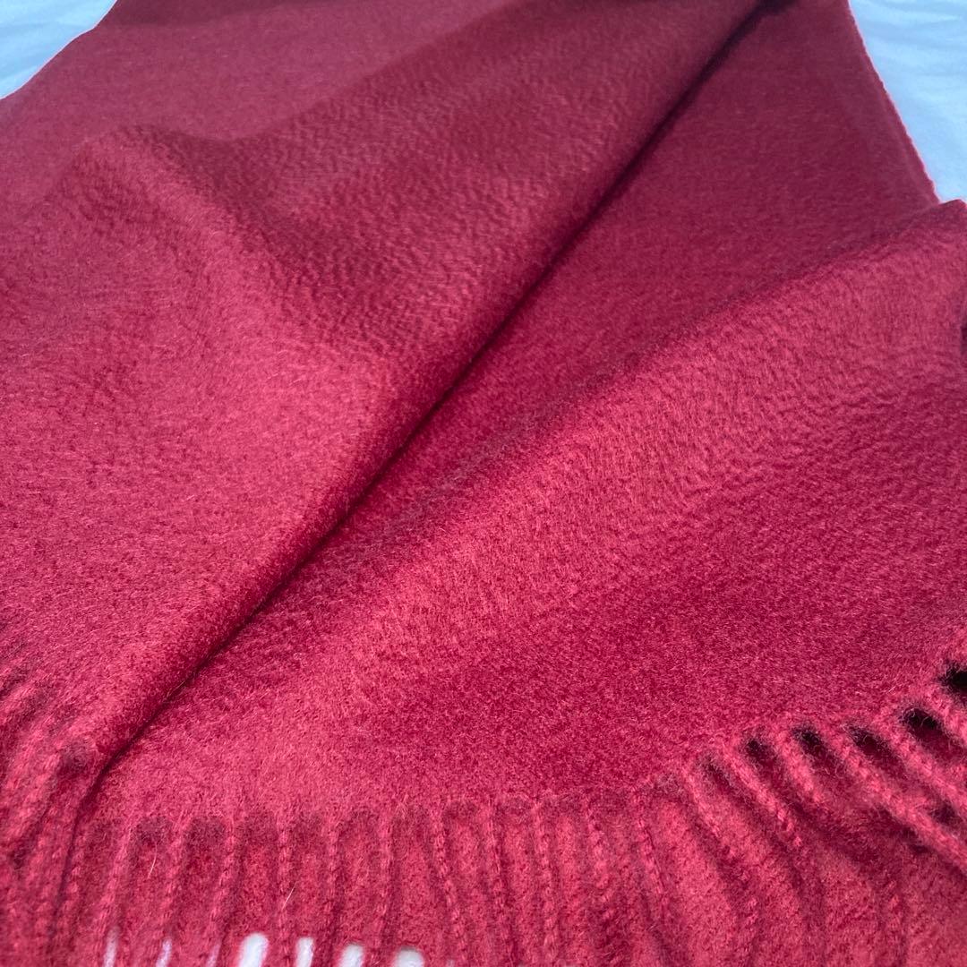 極美品 ジョンストンズ カシミヤ100％ 大判ストール ワインレッド