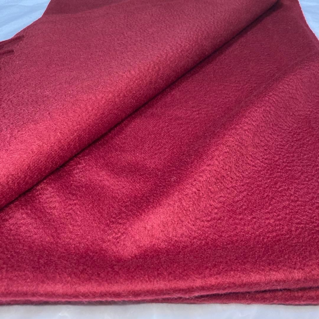 極美品 ジョンストンズ カシミヤ100％ 大判ストール ワインレッド