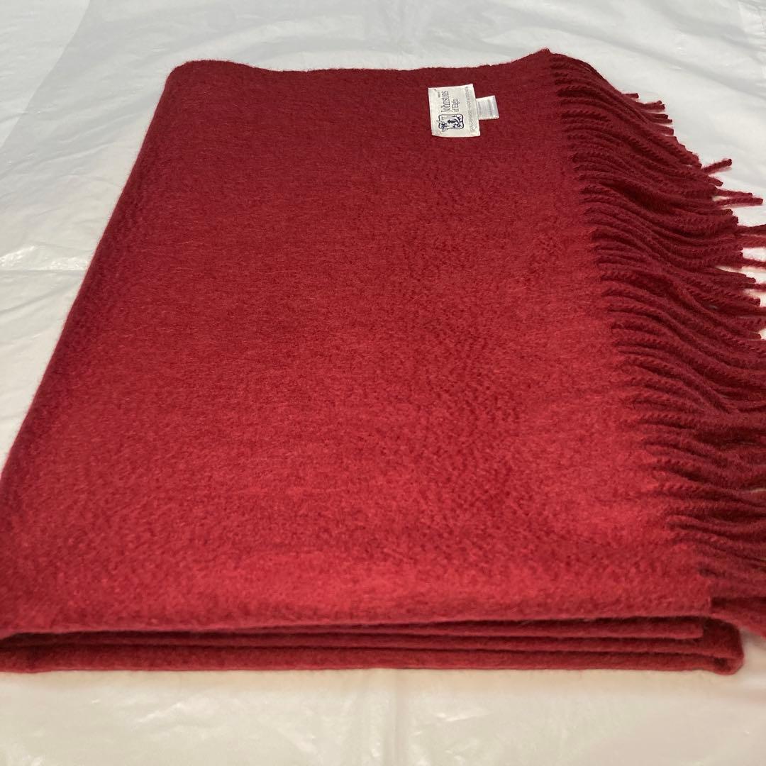 極美品 ジョンストンズ カシミヤ100％ 大判ストール ワインレッド