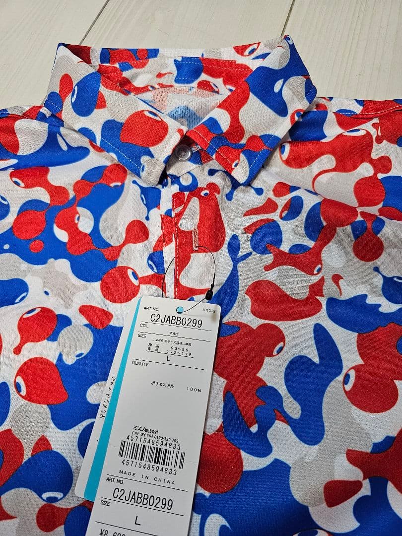 EXPO2025 ミャクミャクサイズL【ミズノ】 システム総柄ポロシャツ マルチ