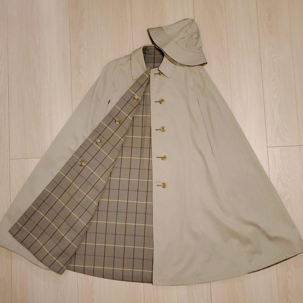 丸善　英国製　ケープコート　リバーシブル　BURBERRY　帽子　ハット