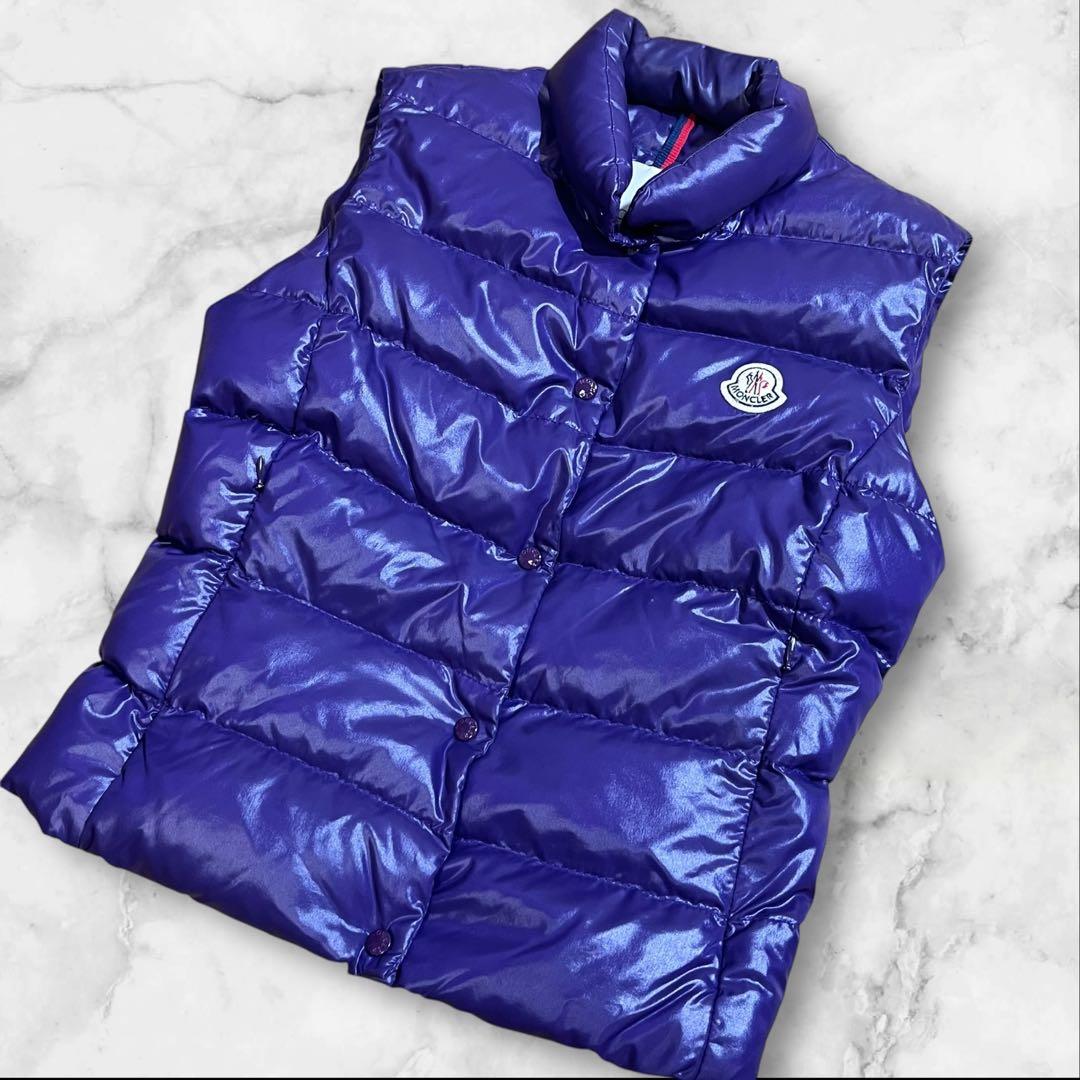 希少カラー✨美品✨MONCLER　ダウンベスト　サイズ0 パープル ロゴ
