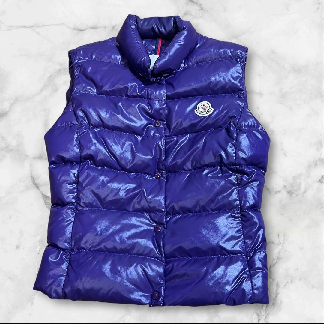 希少カラー✨美品✨MONCLER　ダウンベスト　サイズ0 パープル ロゴ