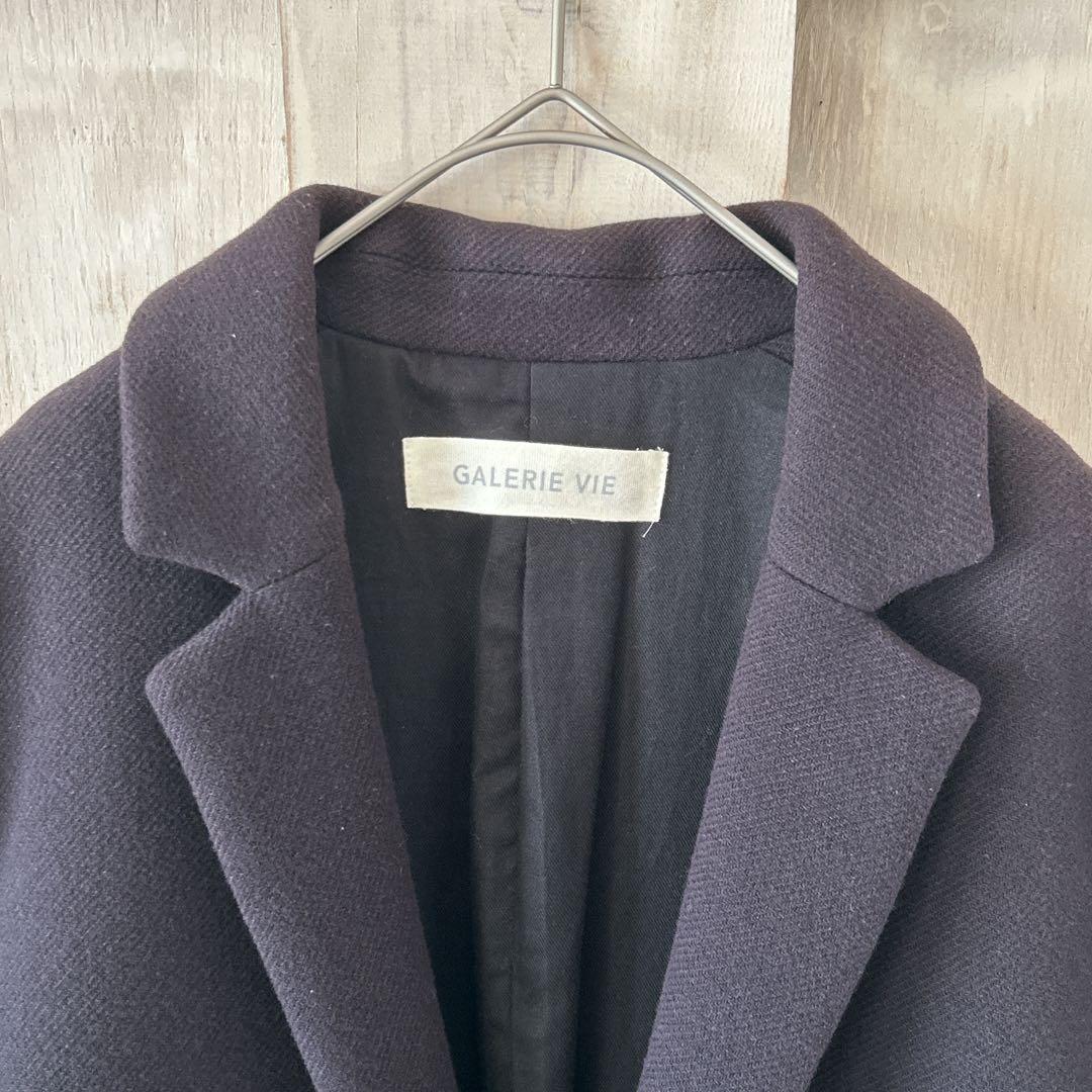 【美品】GALERIE VIE ギャルリーヴィー ウール混 チェスターコート 紺