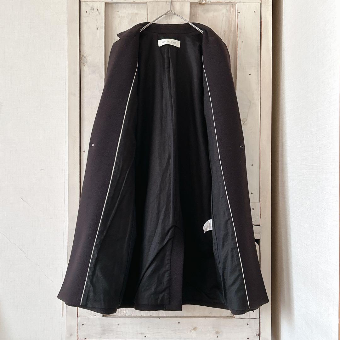 【美品】GALERIE VIE ギャルリーヴィー ウール混 チェスターコート 紺