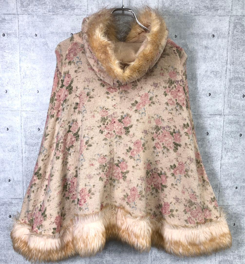 LIZ LISA ドーリーギャル 平成レトロ 古着 小花柄 ニットケープコート