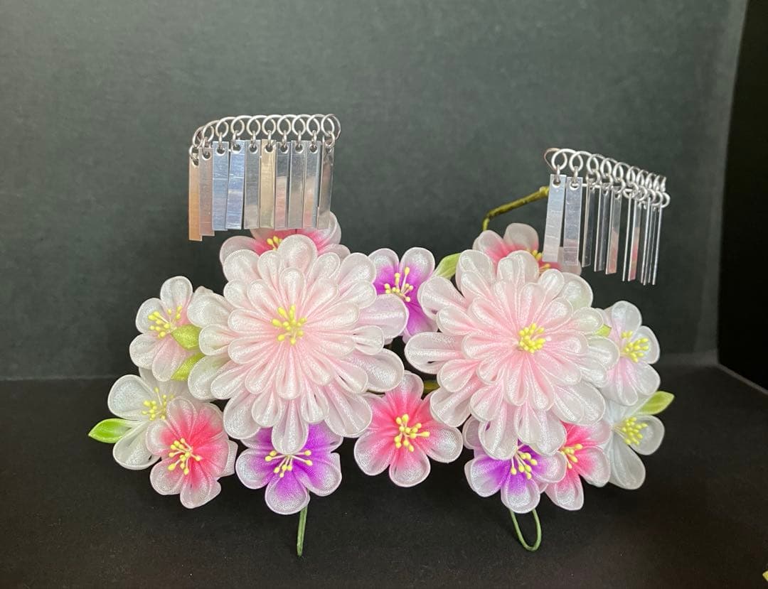 お姫様みたい！つまみかんざし　髪飾り　七五三や日本舞踊にも♪つまみ細工