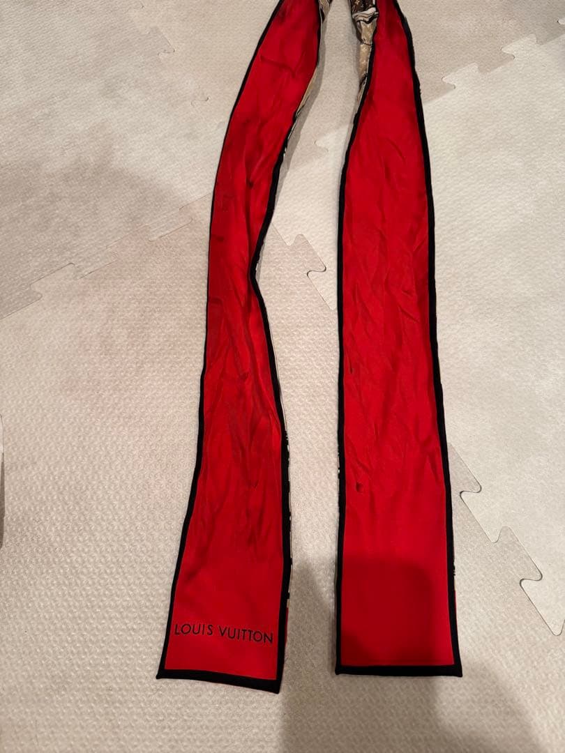 訳あり LOUIS VUITTON スカーフ ベージュ 赤