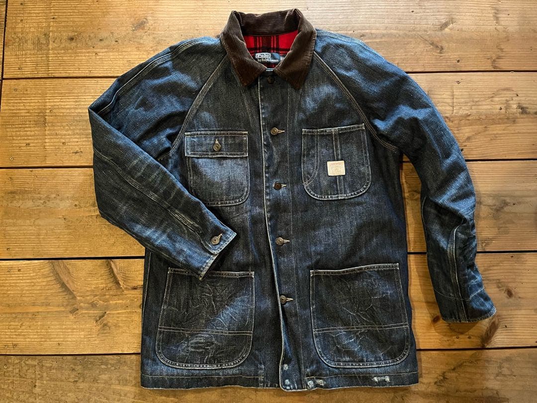 Polo Ralph Lauren デニムカバーオール フリースインナー L