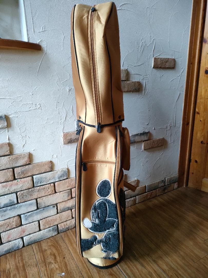 美品 ミッキー ディズニー キャディバッグ ゴールド Disney ゴルフバッグ