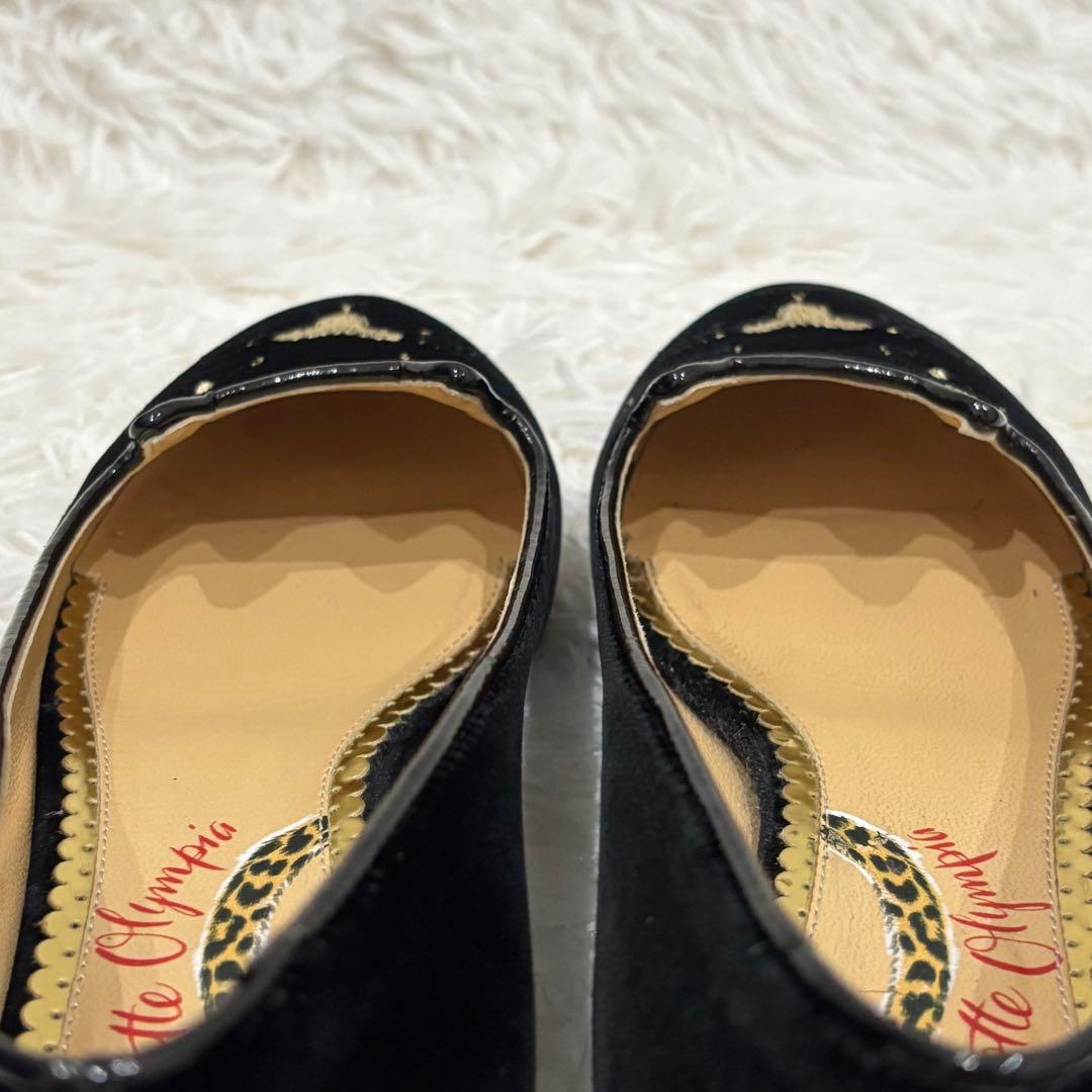 [極美品] シャルロットオリンピア　ベロア　猫モチーフ　刺繍　フラットシューズ