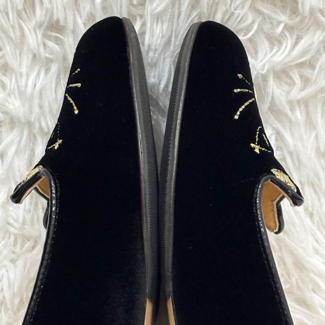 [極美品] シャルロットオリンピア　ベロア　猫モチーフ　刺繍　フラットシューズ