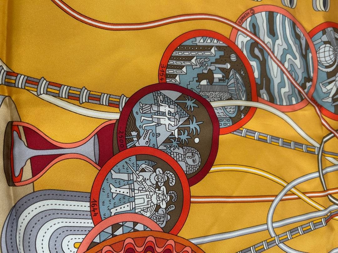 エルメス スカーフ 幾何学模様 シルクスカーフ 約90cm HERMES