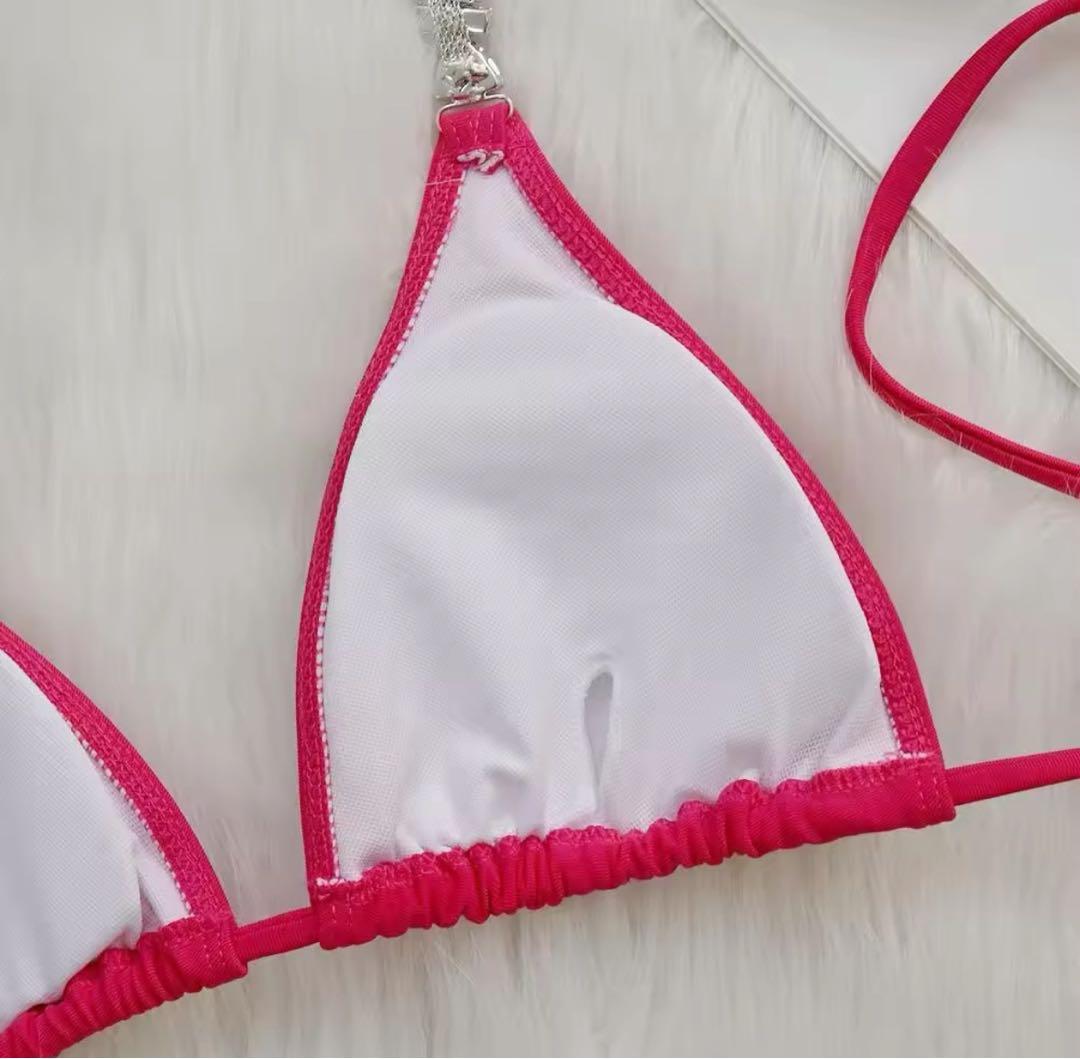 【新品】競技用ビキニ　大会　コンテスト　ピアス付き　pink