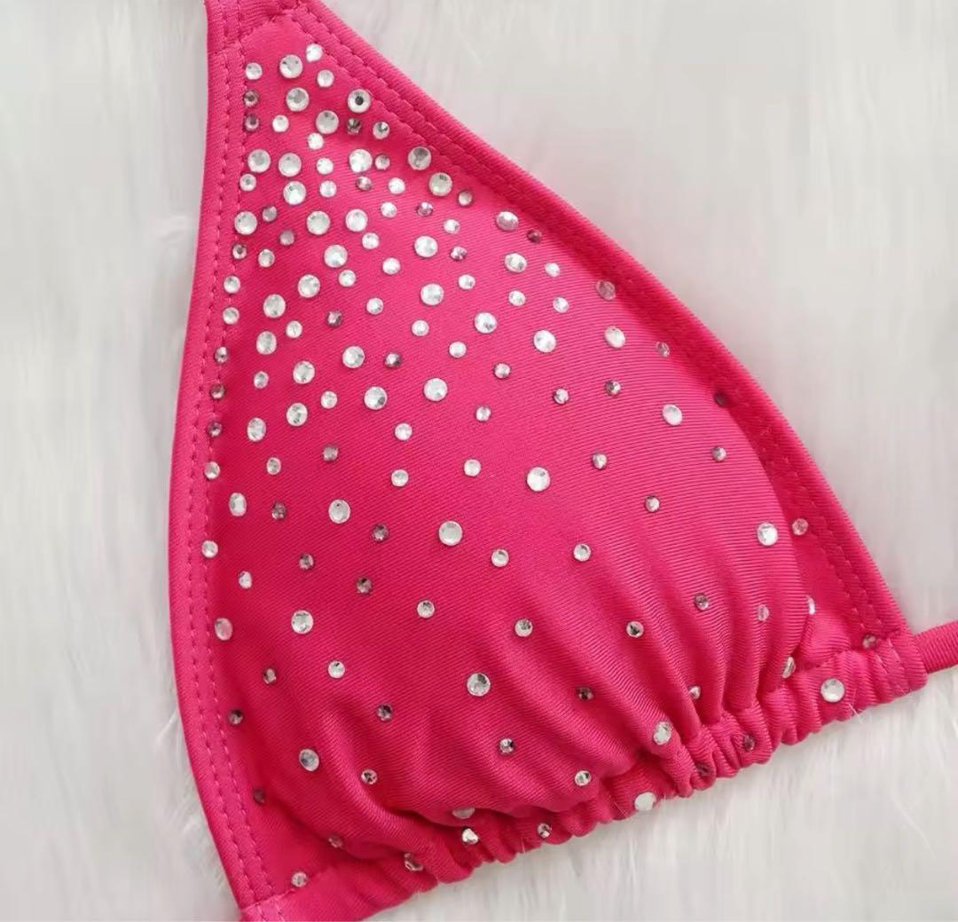 【新品】競技用ビキニ　大会　コンテスト　ピアス付き　pink