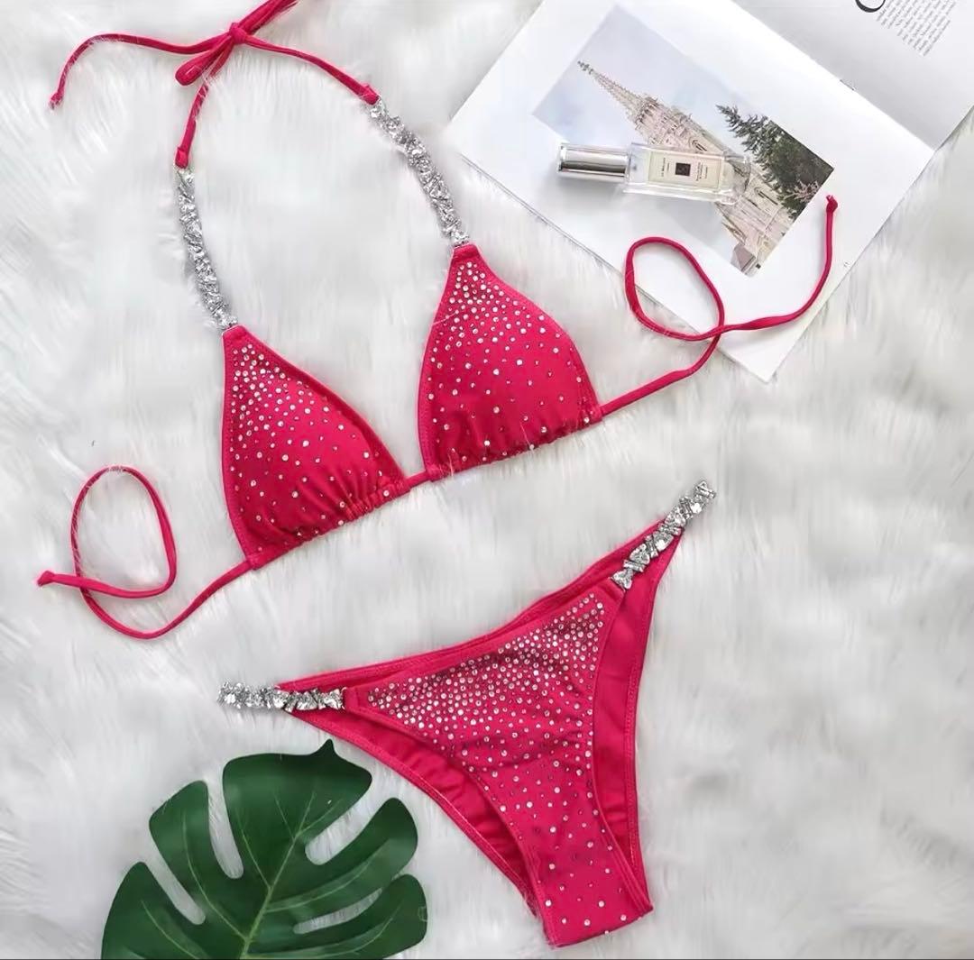 【新品】競技用ビキニ　大会　コンテスト　ピアス付き　pink