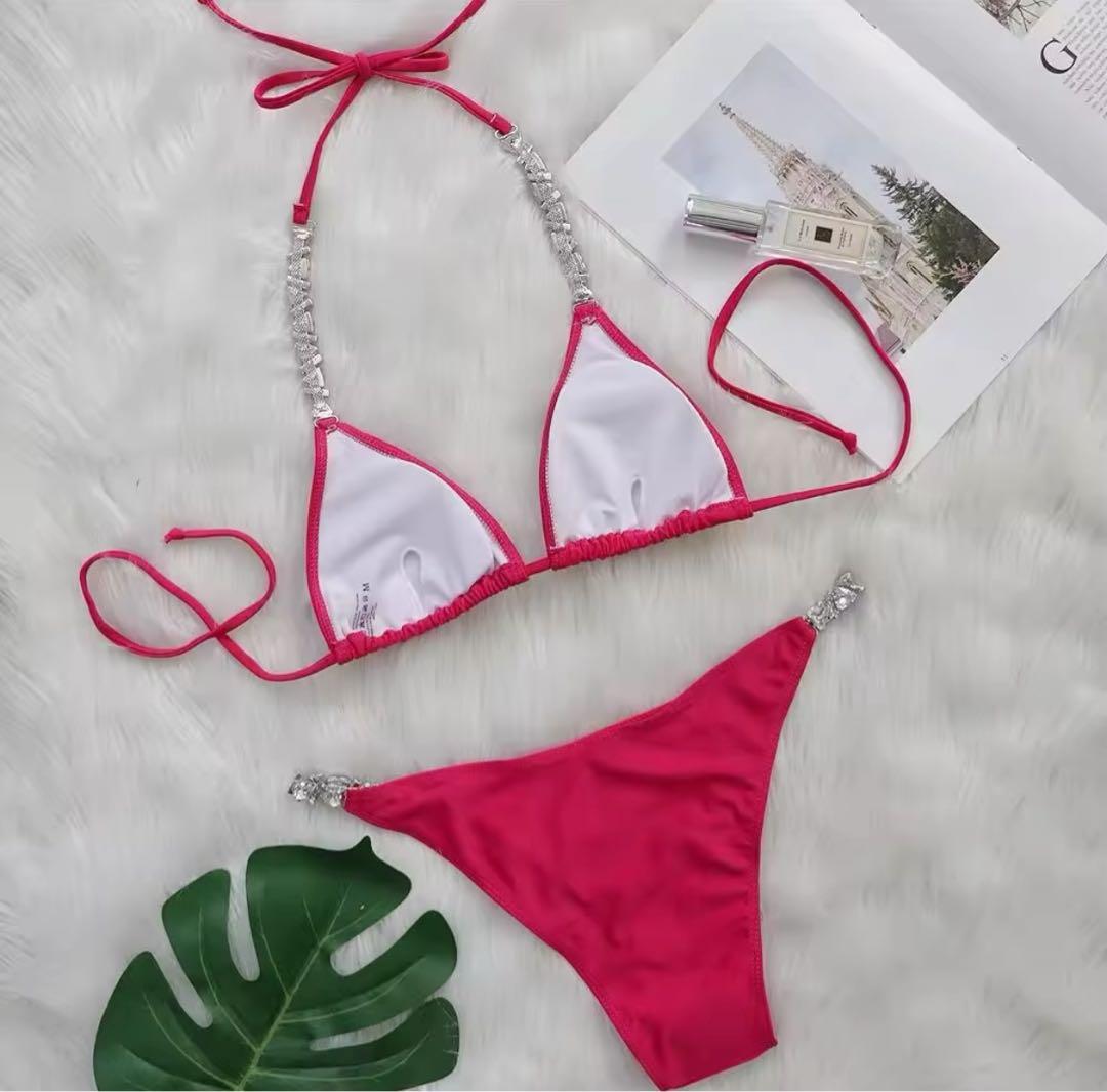 【新品】競技用ビキニ　大会　コンテスト　ピアス付き　pink