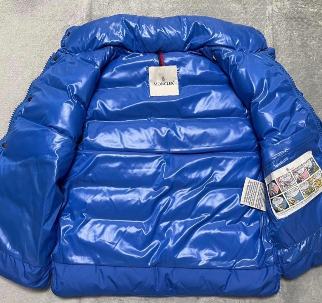 S相当★モンクレー Monclerダウンベスト ジレ 切替 ロゴ ワッペン 青