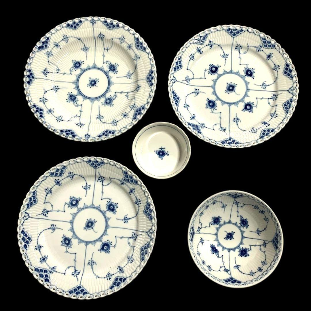 訳あり ロイヤルコペンハーゲン ブルーフルーテッド 5点セット 金継ぎなどに