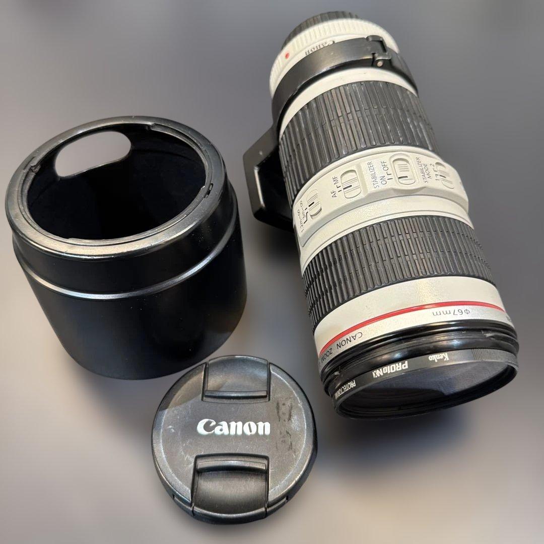 Canon EF70-200mm F4L IS USM フード、三脚座付き
