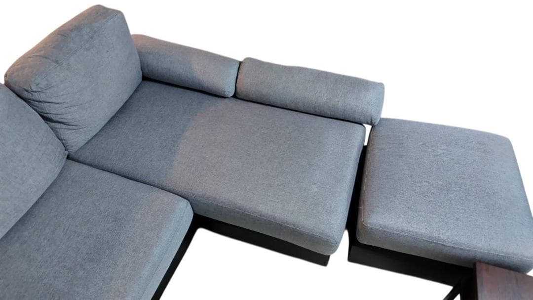 ニトリ 5人掛け コーナーカウチソファ PVC×布張りタイプ（GY/BK）美品