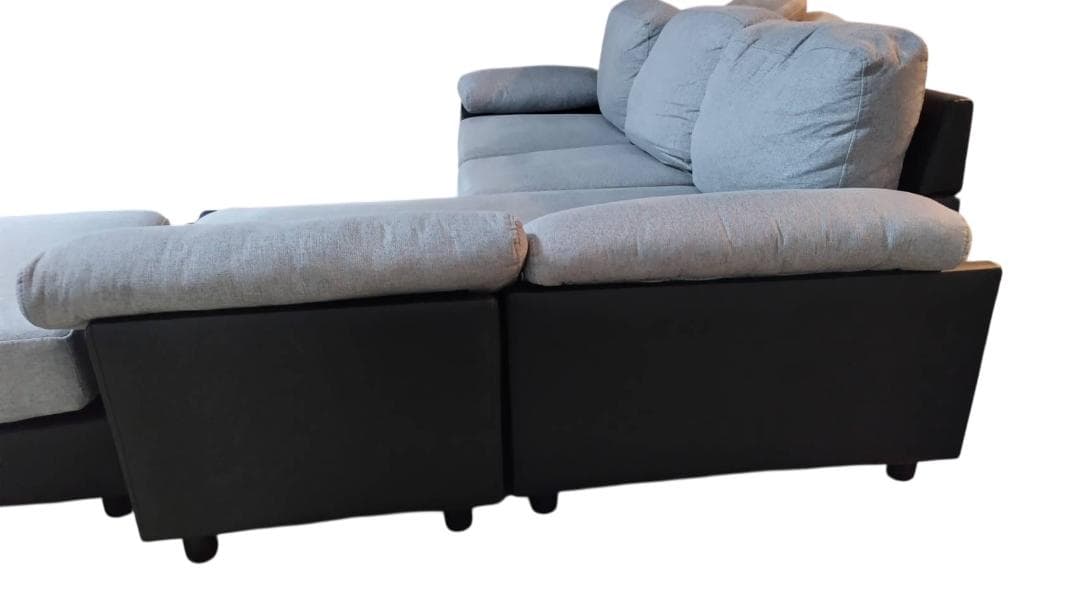 ニトリ 5人掛け コーナーカウチソファ PVC×布張りタイプ（GY/BK）美品