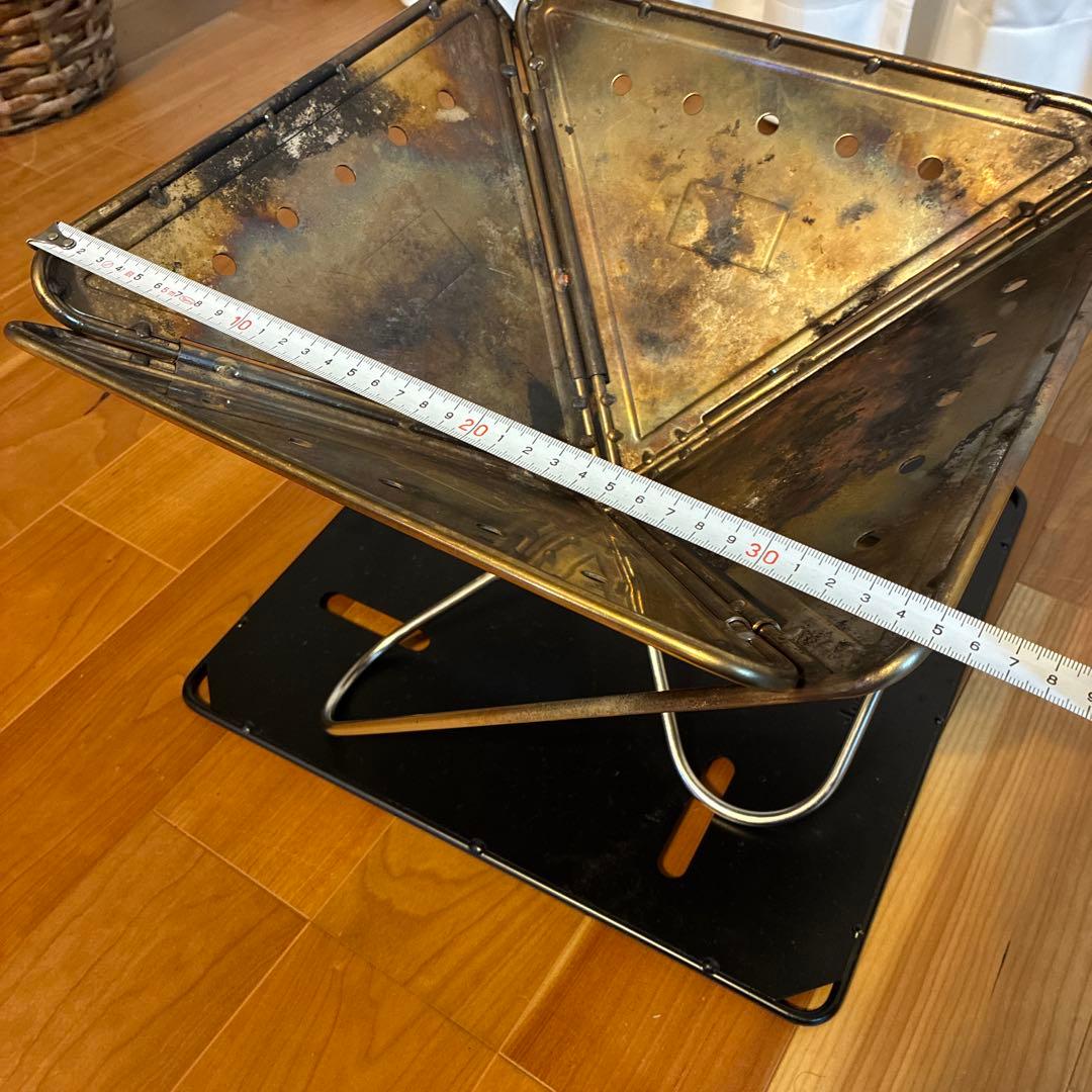 スノウピーク　中古折りたたみ焚き火台 M 三角形 金属製 収納バッグ付き