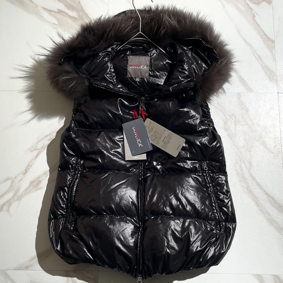 新品未使用☆デュベティカ ダウンベスト ラクーンファー 艶 40 y2k