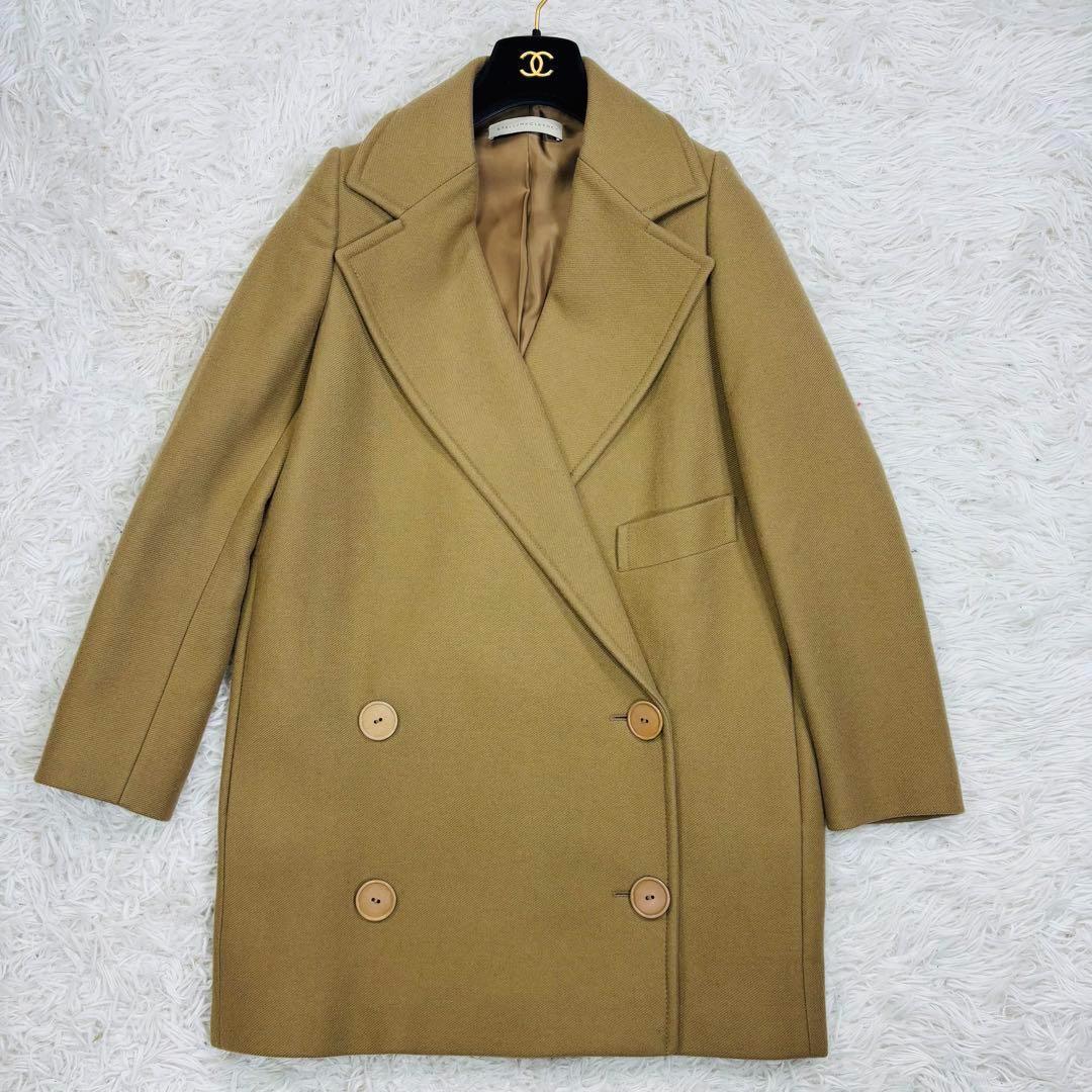 極美品 ステラマッカートニー チェスターコート ダブル キャメル100% 36S
