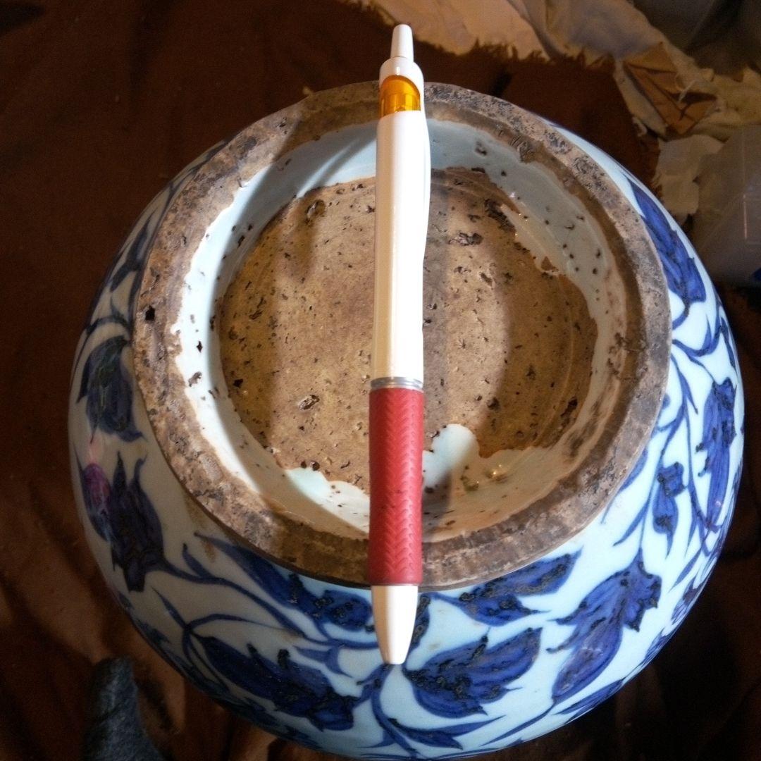 中国陶磁器　元染付　首長壺