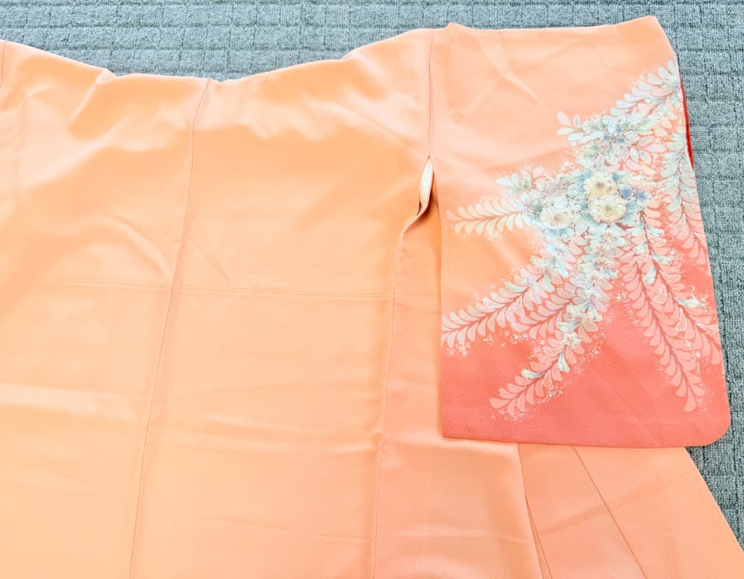 高級 訪問着 正絹 袷 辻ヶ花 絞り ピンク オレンジ 伊達襟 約70万円