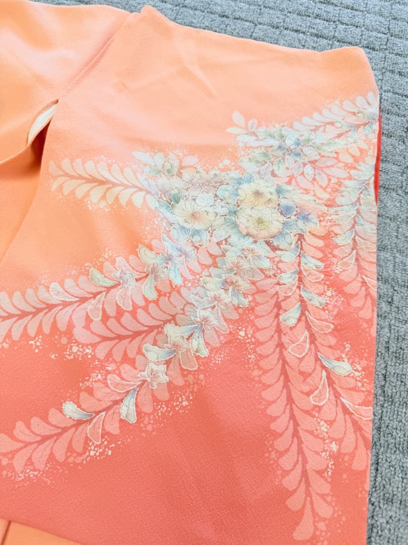 高級 訪問着 正絹 袷 辻ヶ花 絞り ピンク オレンジ 伊達襟 約70万円