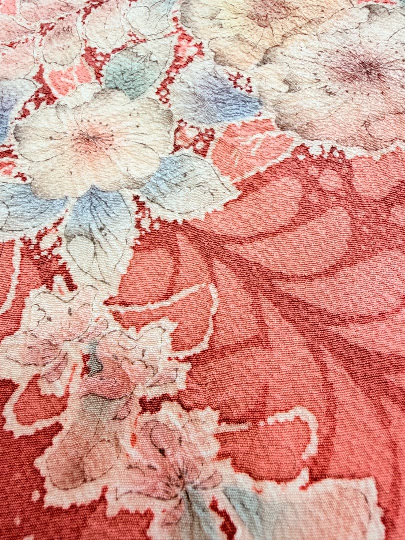 高級 訪問着 正絹 袷 辻ヶ花 絞り ピンク オレンジ 伊達襟 約70万円