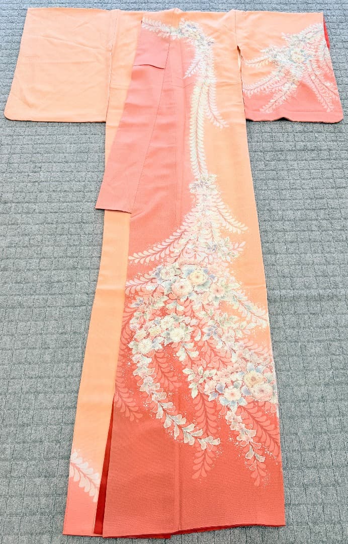 高級 訪問着 正絹 袷 辻ヶ花 絞り ピンク オレンジ 伊達襟 約70万円