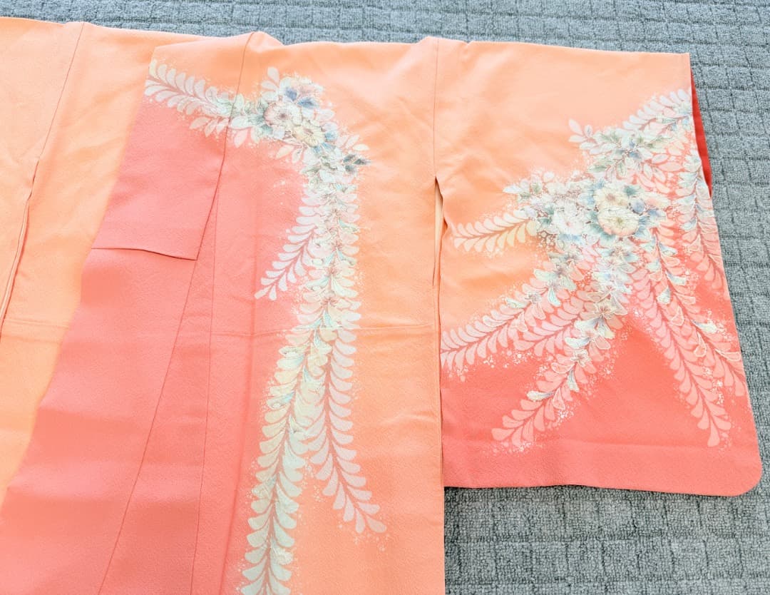 高級 訪問着 正絹 袷 辻ヶ花 絞り ピンク オレンジ 伊達襟 約70万円