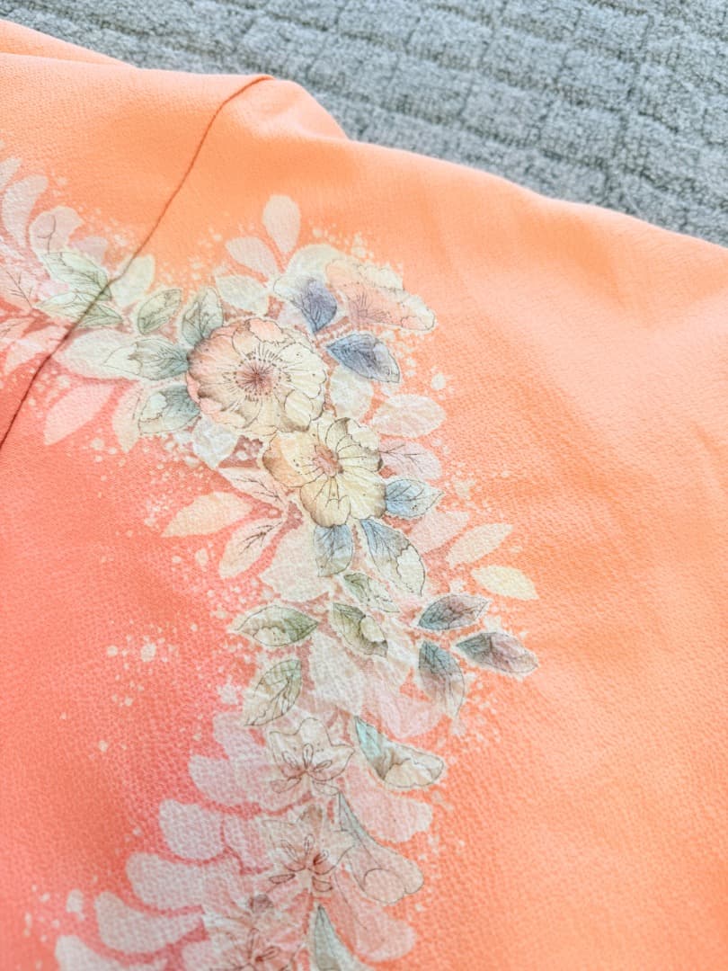 高級 訪問着 正絹 袷 辻ヶ花 絞り ピンク オレンジ 伊達襟 約70万円