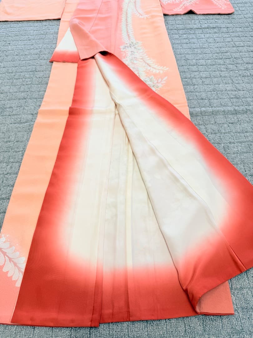 高級 訪問着 正絹 袷 辻ヶ花 絞り ピンク オレンジ 伊達襟 約70万円