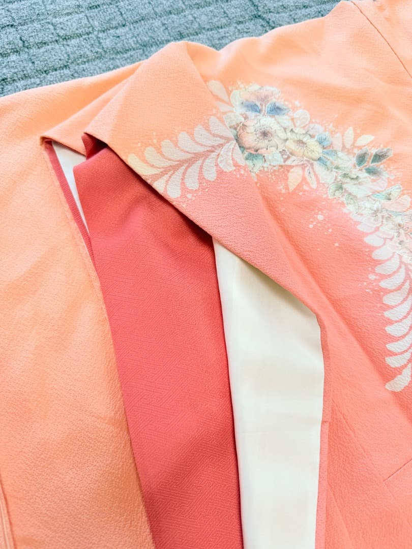 高級 訪問着 正絹 袷 辻ヶ花 絞り ピンク オレンジ 伊達襟 約70万円