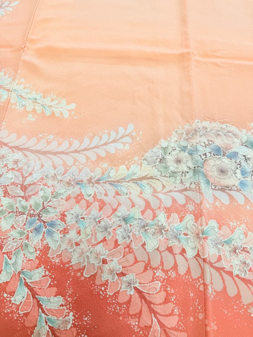 高級 訪問着 正絹 袷 辻ヶ花 絞り ピンク オレンジ 伊達襟 約70万円