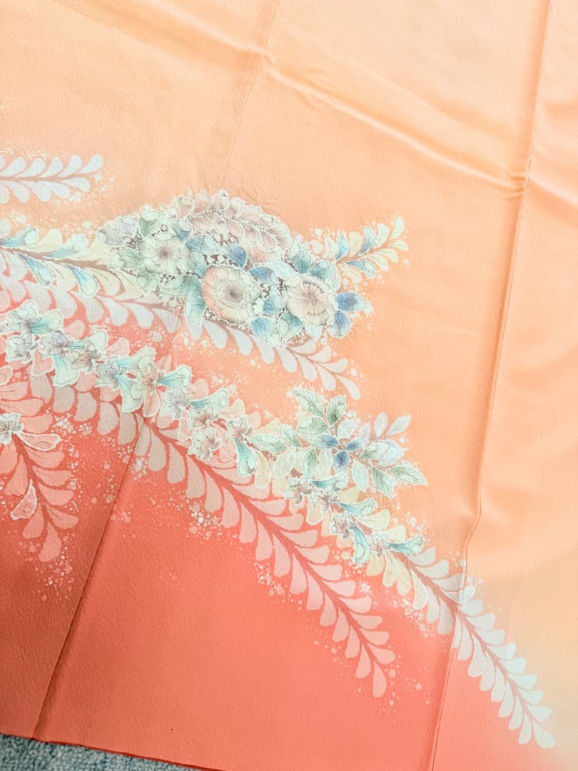 高級 訪問着 正絹 袷 辻ヶ花 絞り ピンク オレンジ 伊達襟 約70万円