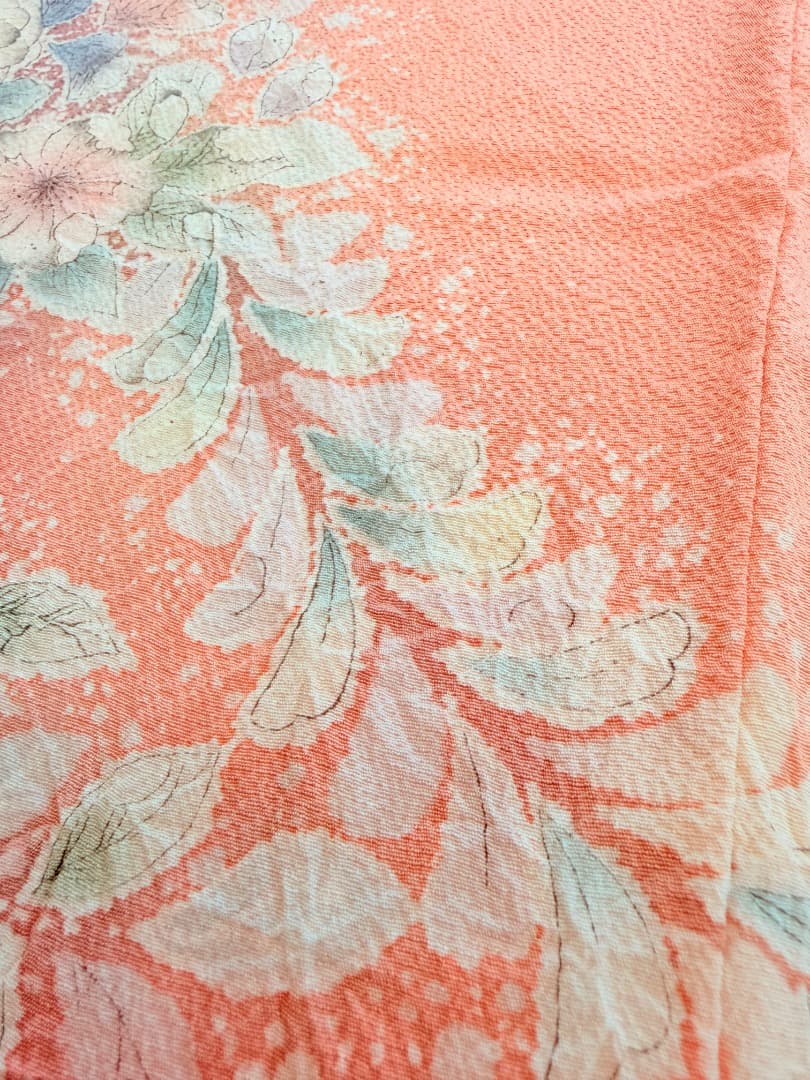 高級 訪問着 正絹 袷 辻ヶ花 絞り ピンク オレンジ 伊達襟 約70万円