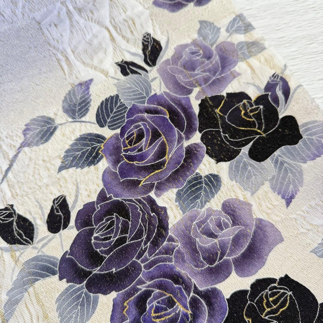 m-84 京友禅 石田凱宣 薔薇 正絹 袋帯