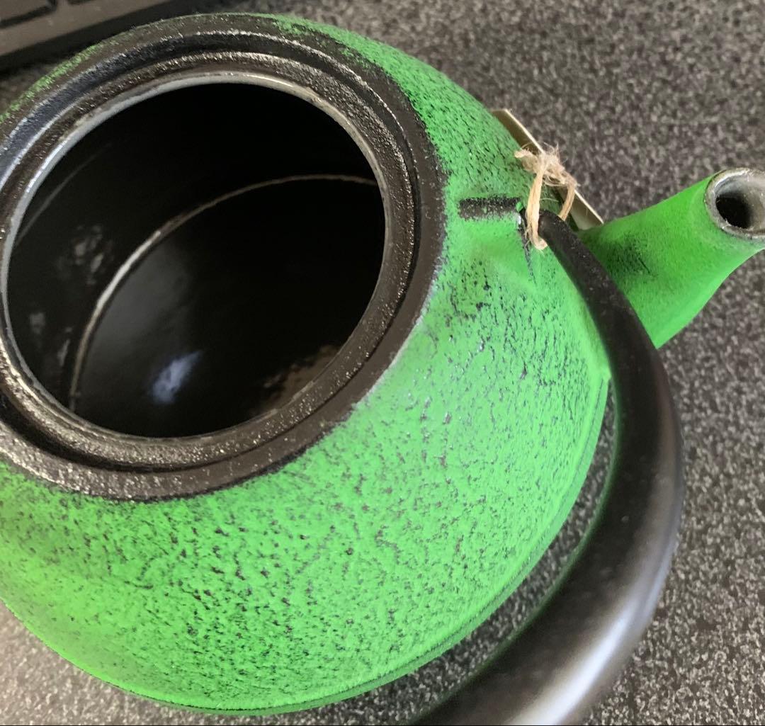 【値下げ】南部鉄器 OIGEN　及源　鉄瓶 たまご形　グリーン　0.55L